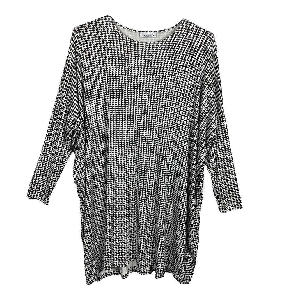 Bryn Walker Tunic Dress Size Medium Black White Houndstooth Oversized Lagenlook